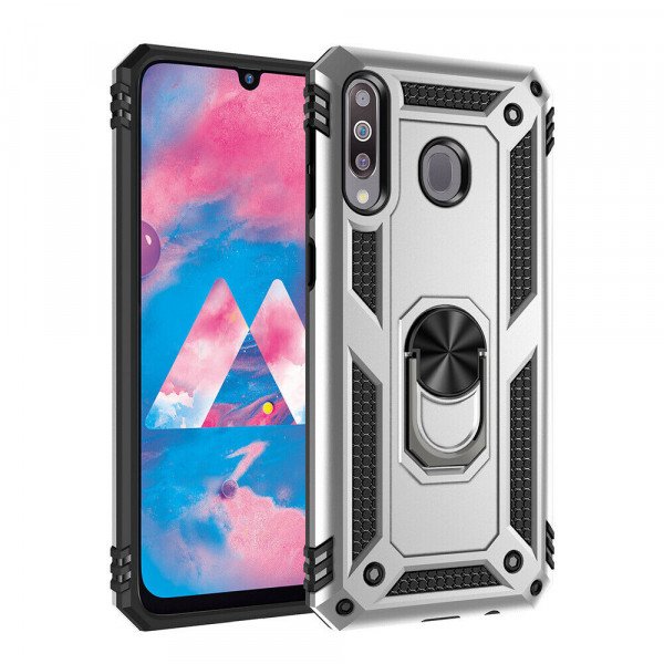 Wholesale Samsung Galaxy A10S Tech Armor Ring Grip Case with Metal Plate (Silver)